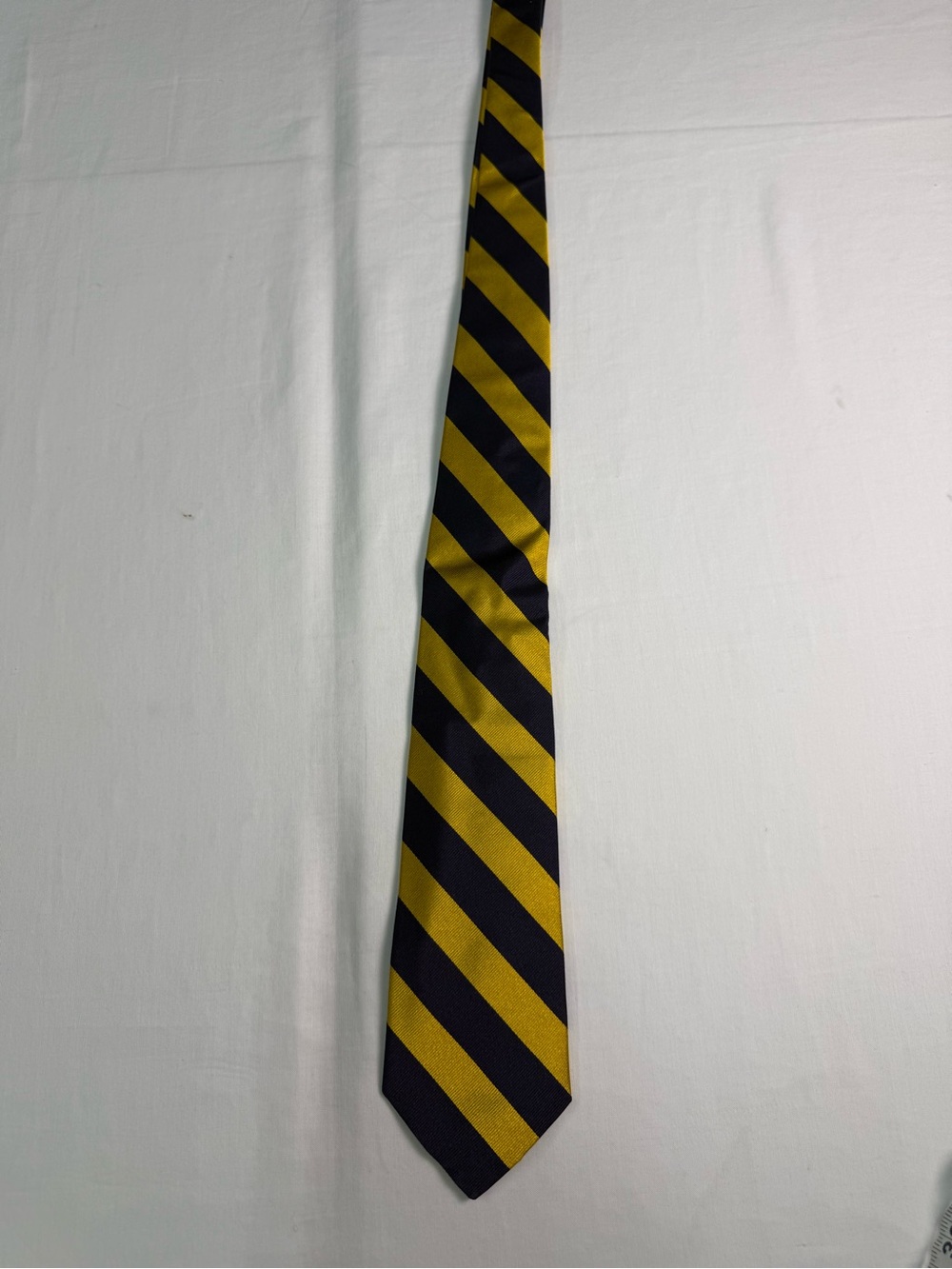 Polo Ralph Lauren Men's Silk Tie Navy Blue Gold Striped Hand Made in Italy